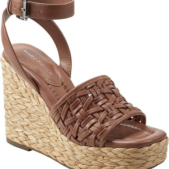 Marc Fisher Godina Women's Wedge Platform Brown Faux Leather US Size 11 M - Picture 1 of 6